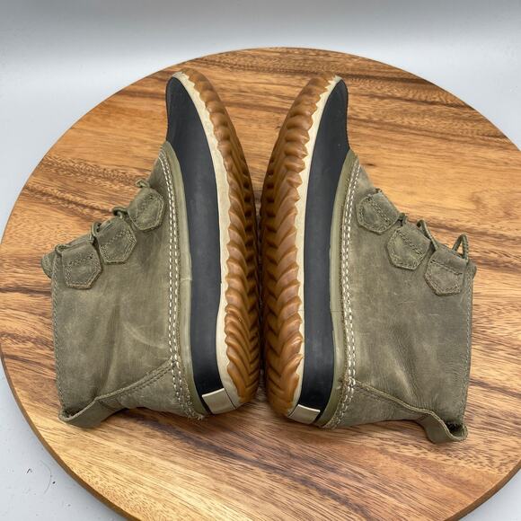 Sorel Out N About Boots Womens Size 8 Green Leather Casual Comfort Duck Bootie - Picture 6 of 8